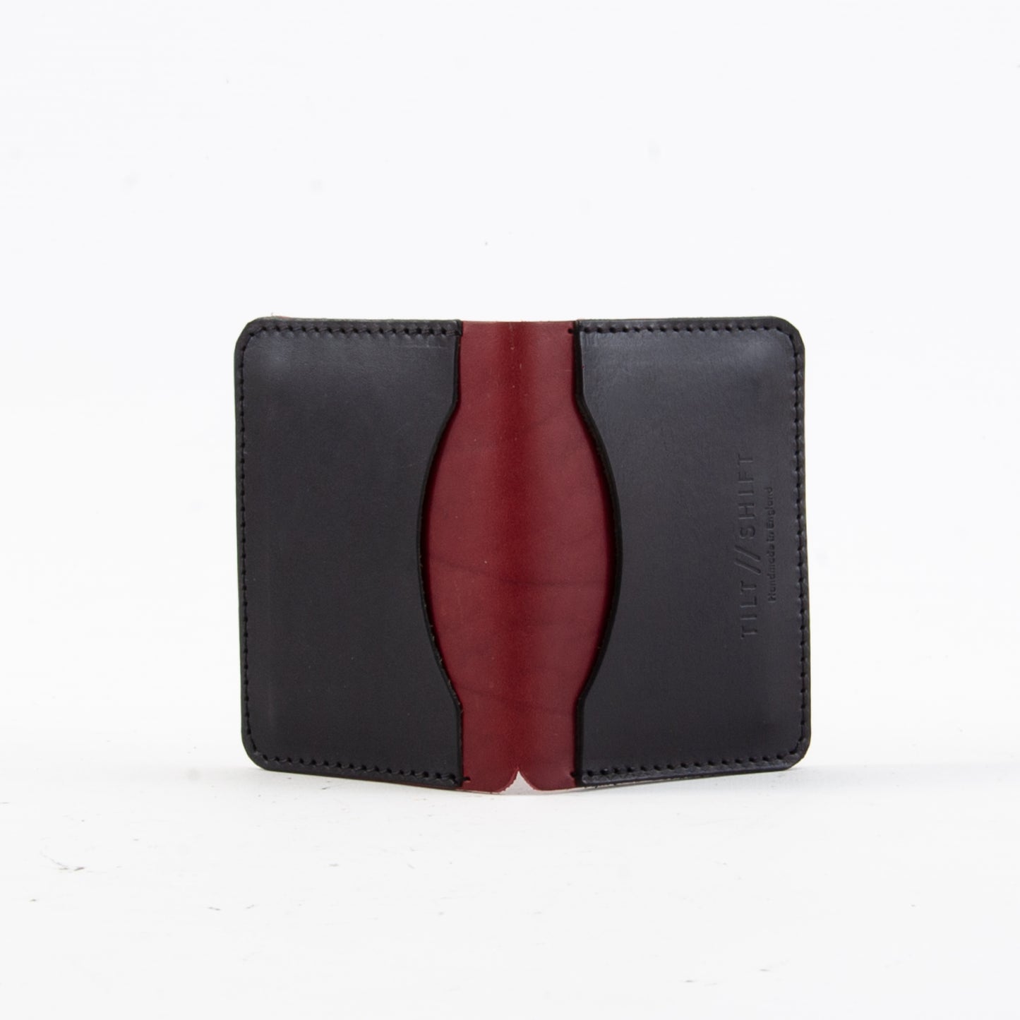 Red + Black Leather Card Holder