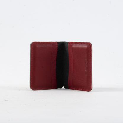 Black + Red Leather Card Holder