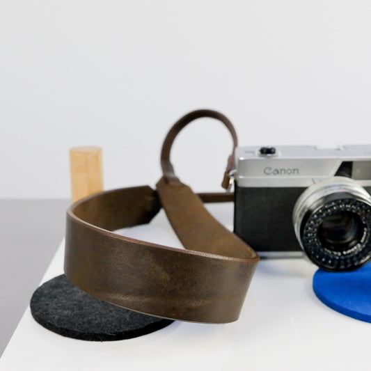 Wide Brown Leather Camera Strap - Yosemite Stitched image 0