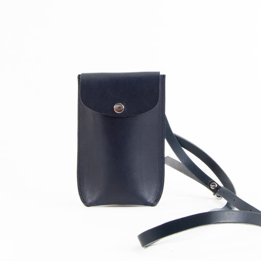 Vintage Navy Leather Phone Pouch image 0